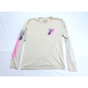Popeye the Sailor Man Long Sleeve Graphic Tee Tan Pink Japanese Kanji Mens M